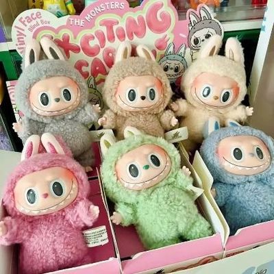 أصل Popmart الأصلي Labubu الوحوش المثيرة مقعد المكرون العمياء مربع شخصية دمية اللحم اللطيفة الألعاب الصناديق الغامضة