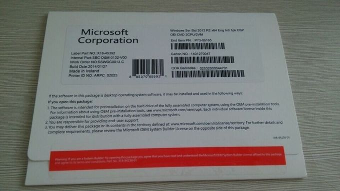 حزمة OEM Microsoft Windows Server 2012 R2 64 بت DVD تنشيط مفتاح المنتج